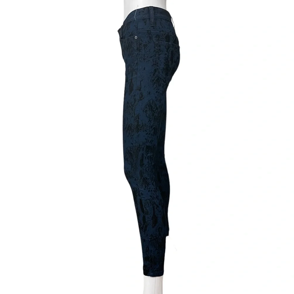 Free People Flocked Indigo Combo Skinny Pants New